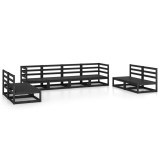 Set mobilier de gradina, 8 piese, negru, lemn masiv de pin