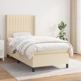 Cumpara ieftin Pat box spring cu saltea, crem, 90x200 cm, textil