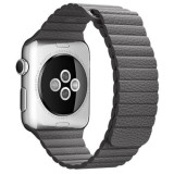 Cumpara ieftin Curea iUni compatibila cu Apple Watch 1/2/3/4/5/6/7, 42mm, Leather Loop, Piele, Dark Gray