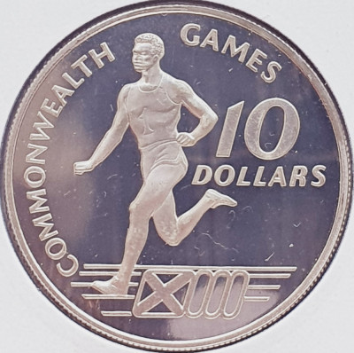 88 Bahamas 10 Dollars 1986 Commonwealth Games km 113 proof argint foto