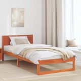 VidaXL Cadru de pat cu headboard Maro 80 x 200 cm Lemn masiv de pin 873294
