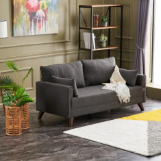 Canapea fixa Bella Sofa, Balcab Home, 2 locuri, 177x81x85 cm, lemn, antracit
