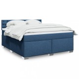 Cumpara ieftin Pat box spring cu saltea, albastru, 180x200 cm, material textil