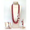 Set Bijuterii Argint 925 placat aur roz cu agat rubiniu si perle de cultura Armonia - Colier, cercei, bratara - Made in Italy
