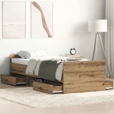 VidaXL Cadru de pat fără saltea Stejar Artisan 90x200cm Lemn prelucrat