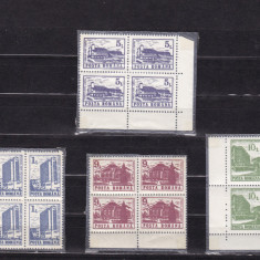 ROMANIA 1991 LP 1257 HOTELURI SI CABANE I FARA FILIGRAN BLOCURI DE 4 TIMBRE MNH