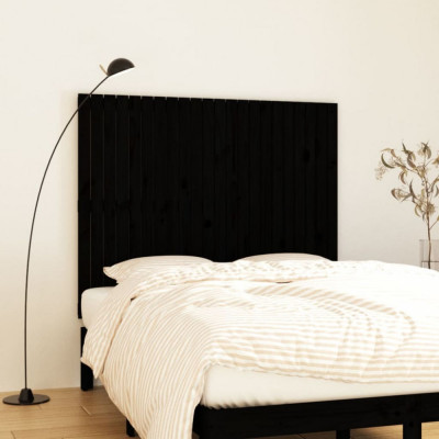 vidaXL Tăblie de pat pentru perete, negru, 140x3x110 cm lemn masiv pin foto