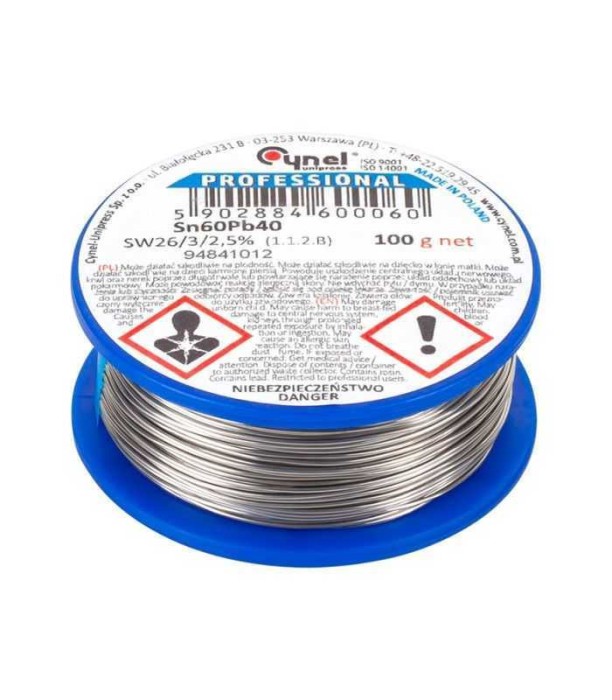 Rola fludor SN60PB40FLUX2.5% CYNEL diametru 0.25mm 100grame
