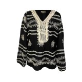 Cumpara ieftin Bluza Tip Ie Neagra cu Motiv Floral Crem - BMG10