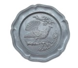 FARFURIE DECORATIVĂ VINTAGE DIN ZINC, MODEL VANATORESC COCOS DE MUNTE