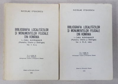 Bibliografia localitatilor si monumentelor feudale din Romania, I Tara Romaneasca vol. 1-2, 1970 foto