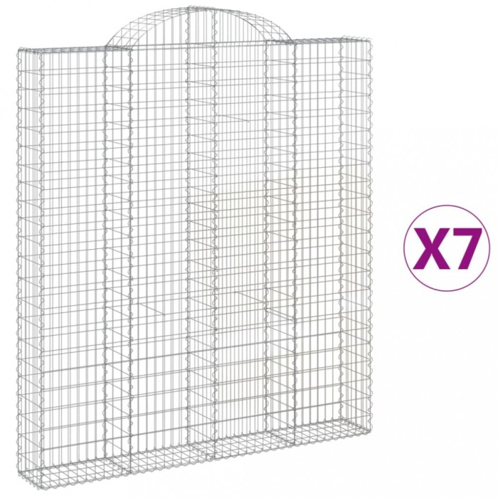 Cosuri gabion arcuite,7 buc., 200x30x220/240cm, fier galvanizat