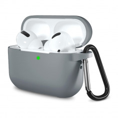 Husa de protectie compatibila apple airpods pro 1 / 2, smooth ultrathin material, grey