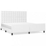 Cumpara ieftin Cadru de pat cu tablie, alb, 160x200 cm, piele ecologica