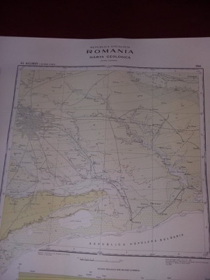 Plansa/harta geologica a republicii socialiste romania,BUCURESTI 1966,T.GRATUIT foto