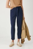 Medicine pantaloni culoarea albastru marin, fason chinos, medium waist