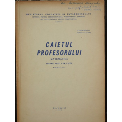 CAIETUL PROFESORULUI - MATEMATICA foto