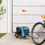 VidaXL Remorcă bicicletă animale companie, albastru/gri, oxford/fier
