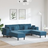 vidaXL Canapea din catifea cu pernă cu pernă 3 pcs Albastru 208 cm Catifea