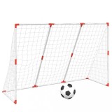 Cumpara ieftin Poarta de fotbal pentru copii cu mingi 2-in-1 alb 184x64x124 cm