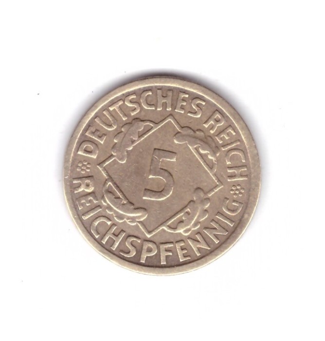 Moneda Germania 5 pfennig 1926 A, stare buna, curata