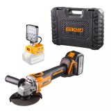 Polizor unghiular fara perii 125 mm, 18V, 4Ah, LED si USB Baukraft