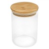 Borcan Sticlă 500ml cu Capac Bambus, Transparent - Borosilicată, Depozitare Alimente, Etanș, Bucătărie