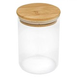 Borcan Depozitare Sticlă, 500ml, Capac Bambus, Transparent, Oem