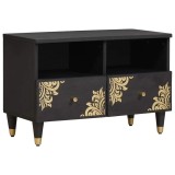 vidaXL Cabinet TV cu sertar Negru 70 x 33 x 46 cm Lemn de mango solid 4018809