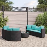 Cumpara ieftin Set canapele de grădină cu perne, 7 piese, negru, poliratan