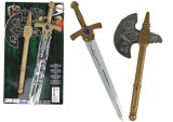 Set topor si sabie de jucarie cu efecte sonore, 53 x 14 cm / 43 x 19 x 4 cm, multicolor, Lean 17873