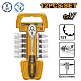 SET CHEI TUBULARE CU CLICHET 1/4&quot;, 12 BUCATI INGCO HKTS14122