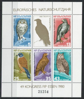 Bulgaria 1980 Mi 2916/20 bl 105 MNH - Anul European Al Conservarii Naturii 27-3 foto