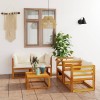 Gossi set mobilier gradina cu perne, crem, 6 piese, lemn masiv acacia