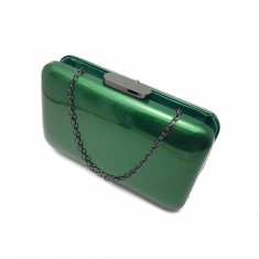 Clutch piele ecologica lacuita, Tia accesorii, verde intens foto