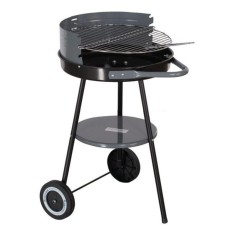 Gratar rotund pe carbuni MasterGrill MG912, 40 cm, Maner de transport, Polita inferioara, 2 roti, Negru/gri foto