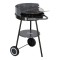 Gratar rotund pe carbuni MasterGrill MG912, 40 cm, Maner de transport, Polita inferioara, 2 roti, Negru/gri