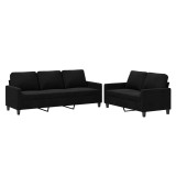Cumpara ieftin Set de canapele cu perne, 2 piese, negru, catifea