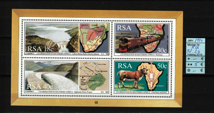 Africa de Sud, 1992 | Cooperare africană - Transporturi şi Animale | MNH | aph