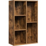 VASAGLE Biblioteca, raft cu 5 unitati de depozitare, pentru living, din lemn, 50x24x80cm, maro rustic Household NewTrend
