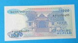 Bancnota Indonezia 1000 Seribu Rupiah 1987 - serie PFU250485 - UNC Superba