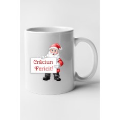 Cana alba personalizata "Craciun Fericit!, modelul 16", INOVATIX&reg;️. 330ml