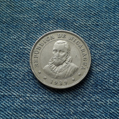 3n - 50 Centavos de Cordoba 1939 Nicaragua / primul an de batere foto