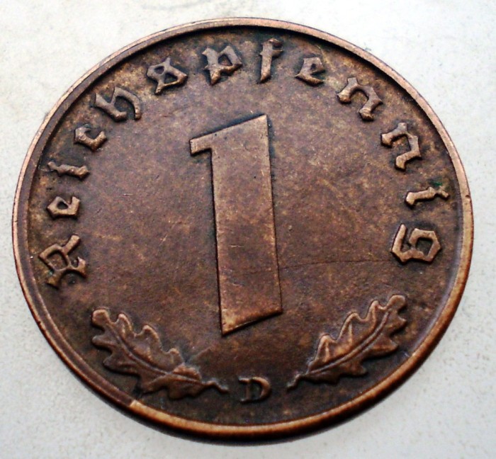 B.132 GERMANIA 1 REICHSPFENNIG 1939 D EROARE