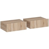 HOMCOM Set de 2 Noptiere Suspendate cu Sertar, Pereche de Noptiere Moderne din Lemn, Mese Laterale pentru Canapea, Living și Dormitor, 40x30x15 cm, St