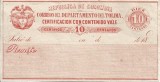 A3952N Republica de Colombia, Correos del departamento del Tolima, certification con contenido vale centavos, secolul al XIX-lea
