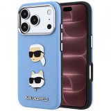 Husa pentru Apple iPhone 18 Pro Max / 17 Pro Max, Karl Lagerfeld, Saffiano with Karl &amp; Choupette Head's Pin and Logo, Bleu