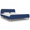 Cadru de pat, albastru, 160 x 200 cm, material textil, Cires, Dublu, Cu polite semirotunde, vidaXL