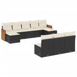 Cumpara ieftin Set canapele de gradina cu perne, 10 piese, negru, poliratan