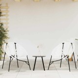 VidaXL Set scaune de grădină 3 buc Poly Rattan alb și negru